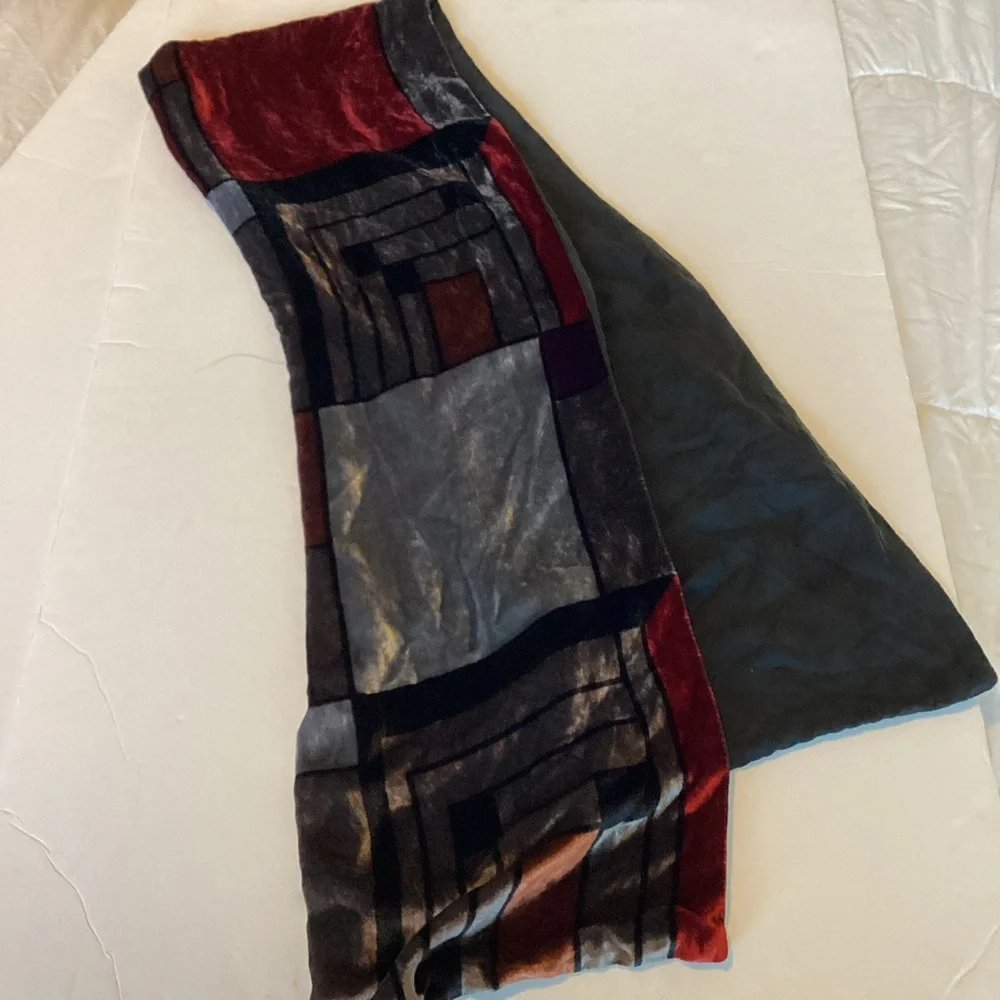 Frank Lloyd Wright Silk Velvet Scarf MOMA Licensed Geometric Design